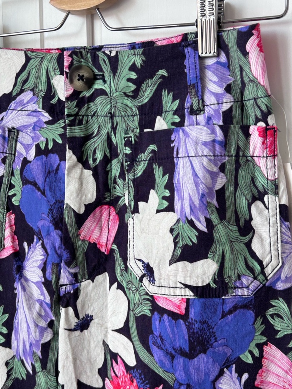 Anthropologie Cecilia Pettersson pants Floral Wide-Leg Crop Pants - Black Multi - Picture 6 of 12